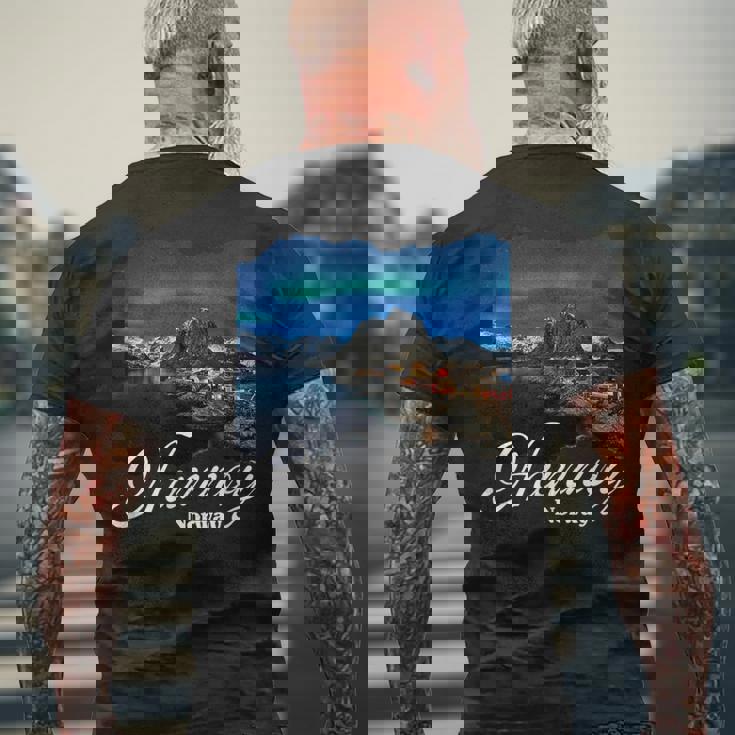 ロフォーテン諸島 ノルウェー お土産ハムノイ メンズTシャツ バックプリント 高齢者への贈り物