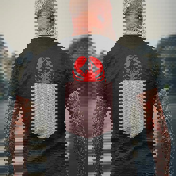 ロブスターデザイン-かわいいポケットアニマルロブスター メンズTシャツ バックプリント 高齢者への贈り物