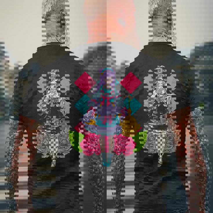 ロリータファッションをテーマにした鳥かごアニメデザイン メンズTシャツ バックプリント 高齢者への贈り物