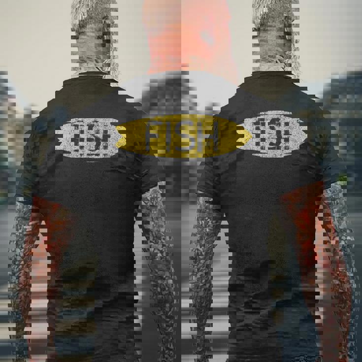 ロングボード サーフボード ヴィンテージ レトロ フィッシュタイプ メンズTシャツ バックプリント 高齢者への贈り物