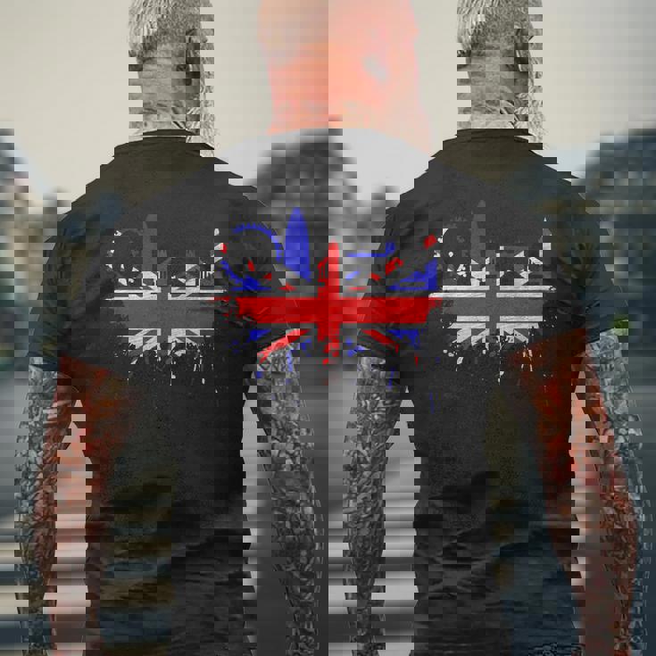 ロンドン スカイライン イギリス 愛 ユニオンジャック イギリス国旗 メンズTシャツ バックプリント 高齢者への贈り物