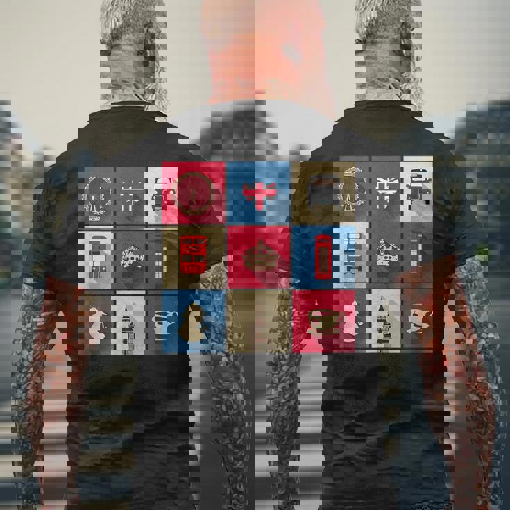 ロンドンバス スカイライン イギリス国旗 ユニオンジャック メンズTシャツ バックプリント 高齢者への贈り物