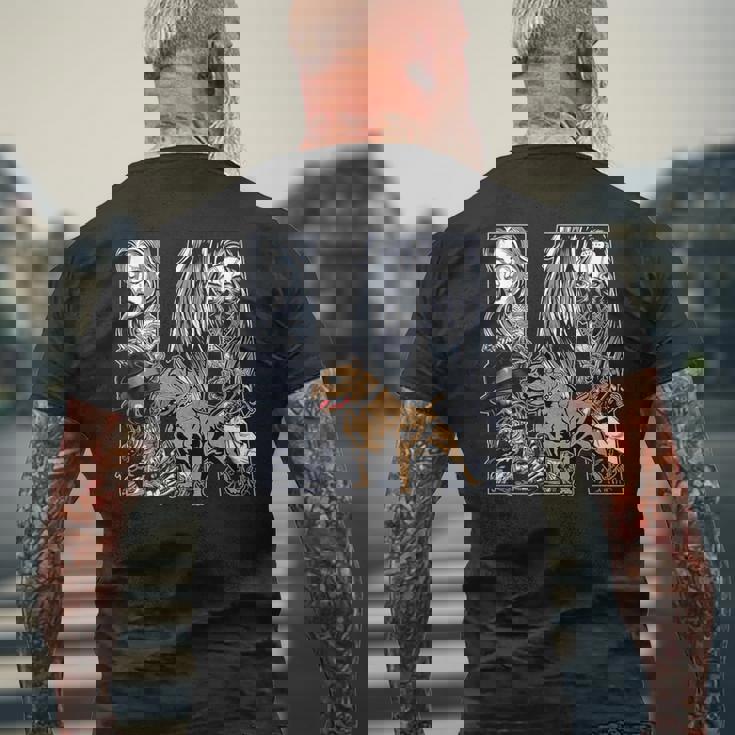 メンズ ローライダー スタイル、La ピットブル ドッグ。チカーノ・チョロ、ラティーノ メンズTシャツ バックプリント 高齢者への贈り物