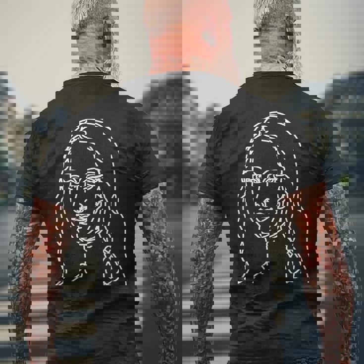 ワンラインアート デッサン ダヴィンチのモナリザ メンズTシャツ バックプリント 高齢者への贈り物