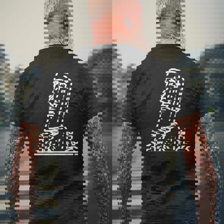 ワンラインアート モアイ像 メンズTシャツ バックプリント 高齢者への贈り物