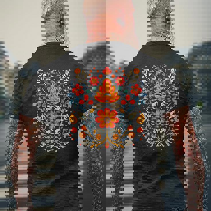 ヴィシヴァンカ キリル文字刺繍 国民的 民族的 花 異教の メンズTシャツ バックプリント 高齢者への贈り物