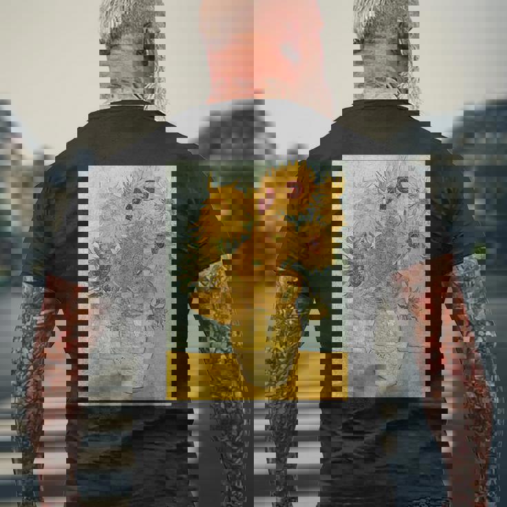 ヴィンセント・ヴァン・ゴッホのひまわり メンズTシャツ バックプリント 高齢者への贈り物