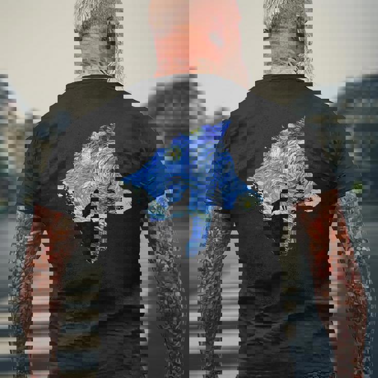 ヴィンセント・ヴァン・ゴッホ作 星月夜狼 有名な絵画 メンズTシャツ バックプリント 高齢者への贈り物