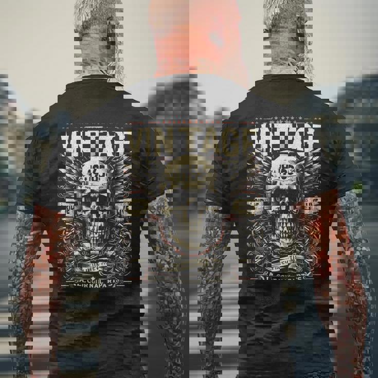 ヴィンテージ 1965 1965年誕生 誕生日 スカル バイカー バイク メンズTシャツ バックプリント 高齢者への贈り物