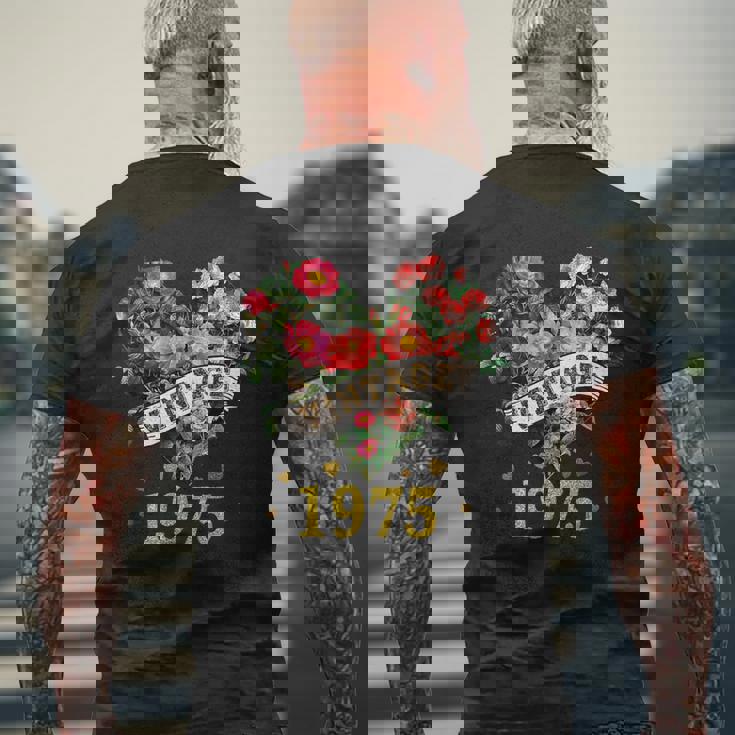 ヴィンテージ 1975年 楽しい かわいい 花柄 花 ラブハート 49歳の誕生日 メンズTシャツ バックプリント 高齢者への贈り物