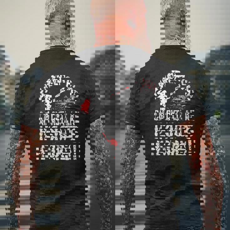 ヴィンテージ 1980年代ホラー映画 クリスタルレイクゴア Wスラッシャーフィルム メンズTシャツ バックプリント 高齢者への贈り物