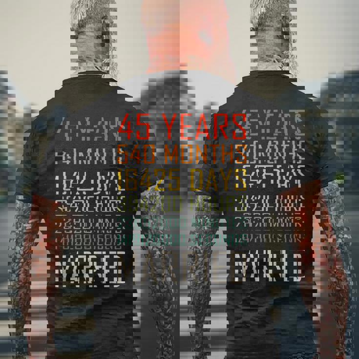 ヴィンテージ 45年 540ヶ月 結婚45周年 記念日 メンズTシャツ バックプリント 高齢者への贈り物