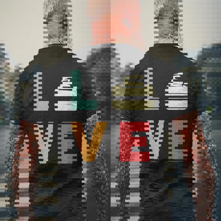 ヴィンテージ I Love Curling Curling Lover レトロカーリング メンズTシャツ バックプリント 高齢者への贈り物