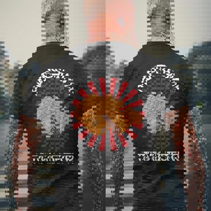 ヴィンテージ たい焼き プロ仕様 たい焼き喰い 和風 メンズTシャツ バックプリント 高齢者への贈り物