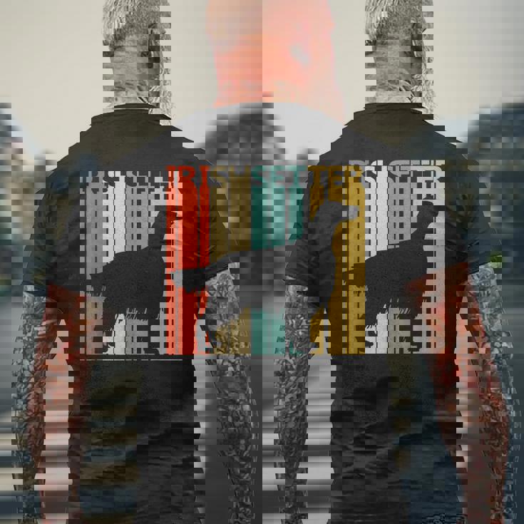 ヴィンテージ アイリッシュセッター 犬の飼い主と恋人 メンズTシャツ バックプリント 高齢者への贈り物