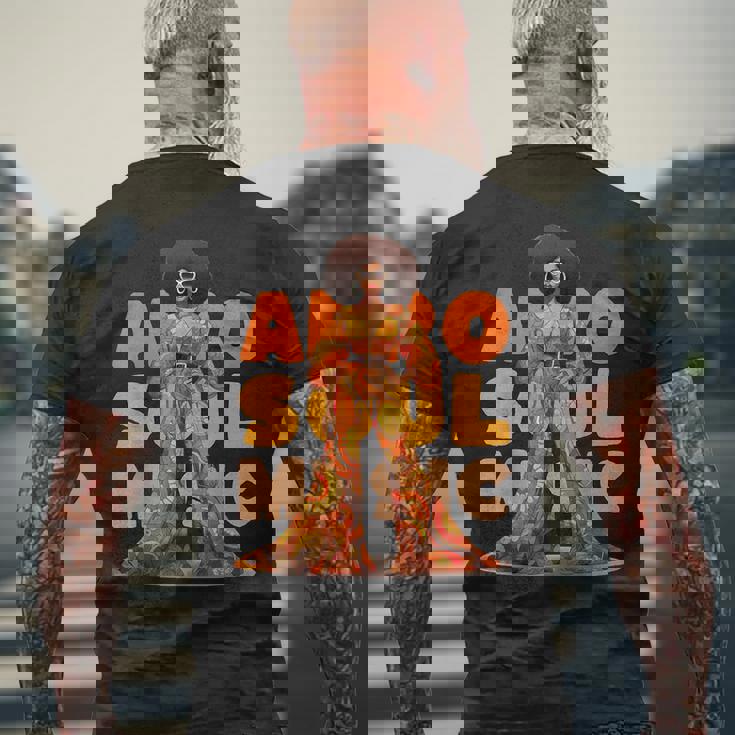 ヴィンテージ アフロ ソウル ミュージック グルービー ブラック クイーン メラニン メンズTシャツ バックプリント 高齢者への贈り物