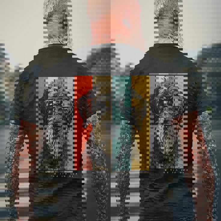 ヴィンテージ ジャイアント シュナウザー 犬 ママ パパ キッズ メンズ レディース メンズTシャツ バックプリント 高齢者への贈り物