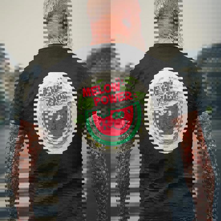 ヴィンテージ スクラッチ&スニフ ステッカー スイカ、メロンパワー メンズTシャツ バックプリント 高齢者への贈り物