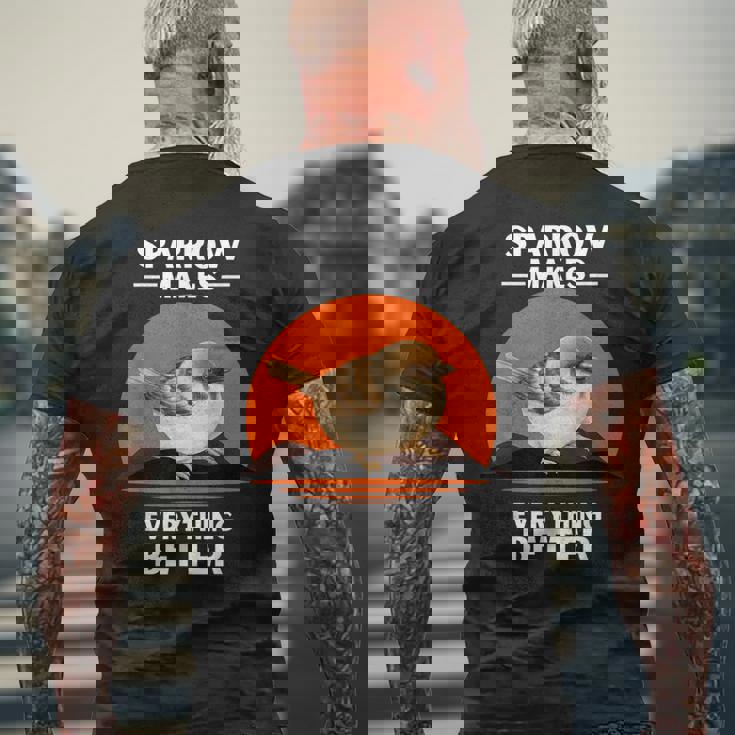ヴィンテージ スズメの鳥 Make Everything Better スズメの鳥 メンズTシャツ バックプリント 高齢者への贈り物