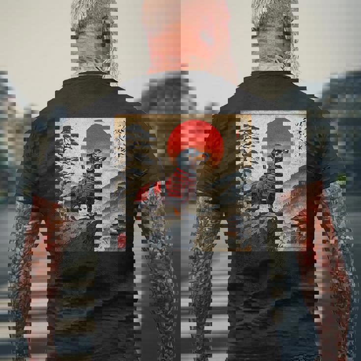 ヴィンテージ ダックスフンド サムライ ウナー 犬 日本の浮世絵 アート メンズTシャツ バックプリント 高齢者への贈り物