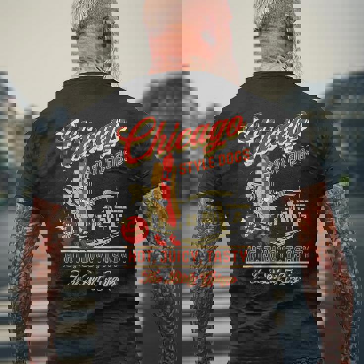 ヴィンテージ ダーティ グリンゴ シカゴスタイル ホットドッグ レトロ バイカー メンズTシャツ バックプリント 高齢者への贈り物