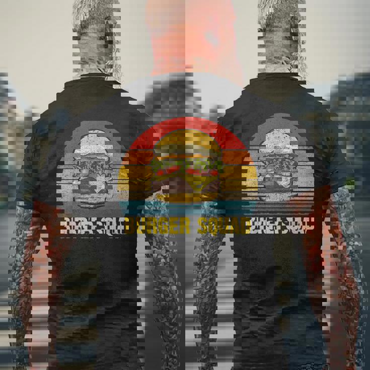 ヴィンテージ バーガー スクワッド チーズバーガー ハンバーガー 恋人へのギフトに メンズTシャツ バックプリント 高齢者への贈り物