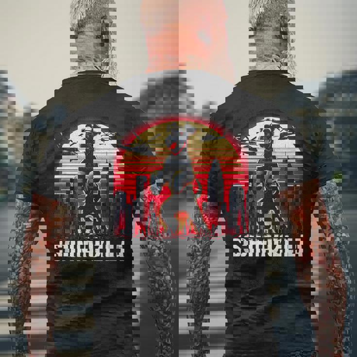 ヴィンテージ ミニ シュナウザー シュナウジラ アンティーク調 動物愛好家 メンズTシャツ バックプリント 高齢者への贈り物