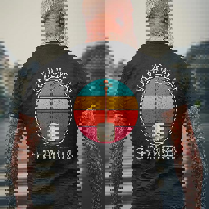 ヴィンテージ 三味線 You Had Me At 三味線 楽器好き メンズTシャツ バックプリント 高齢者への贈り物