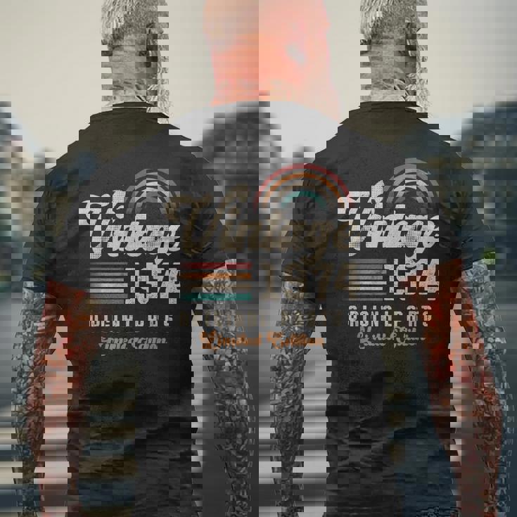 ヴィンテージ1974年、誕生年51年 レトロ メンズTシャツ バックプリント 高齢者への贈り物