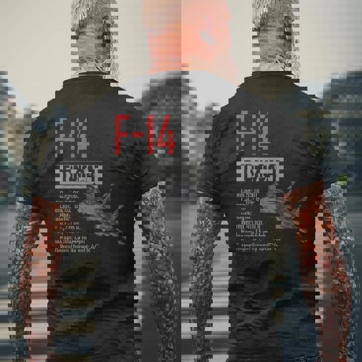 ヴィンテージf-14トムキャット戦闘機ジェット軍事航空ギフト メンズTシャツ バックプリント 高齢者への贈り物