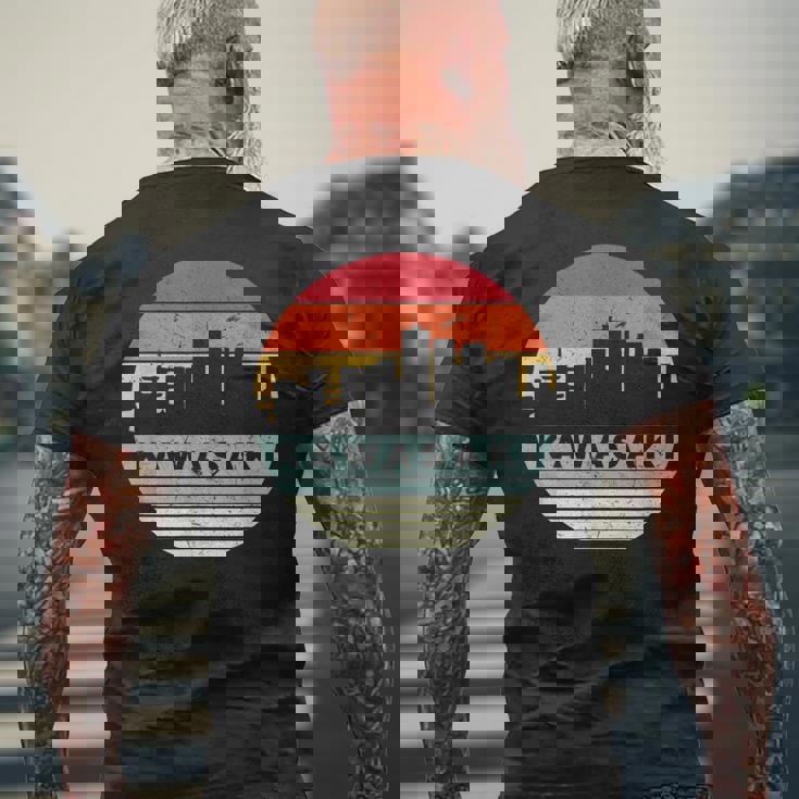 ヴィンテージカワサキスカイラインシルエット メンズTシャツ バックプリント 高齢者への贈り物