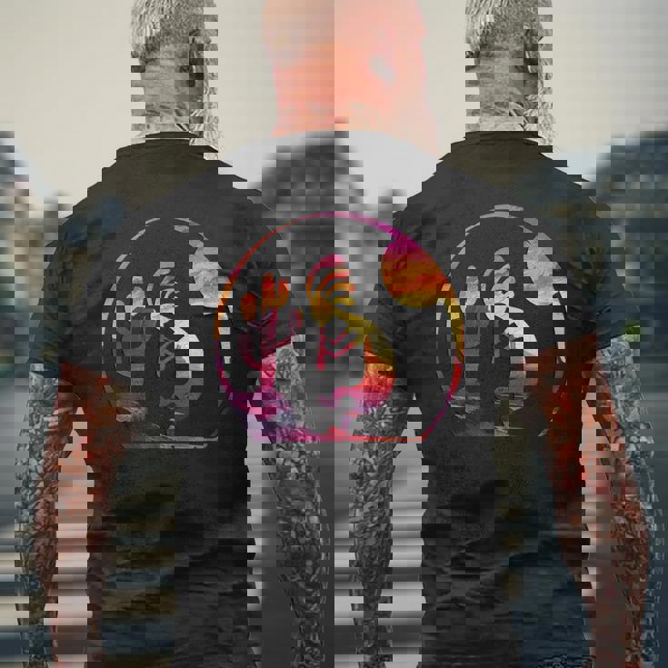 ヴィンテージネイティブアメリカンシンボル サンセット ココペリ メンズTシャツ バックプリント 高齢者への贈り物