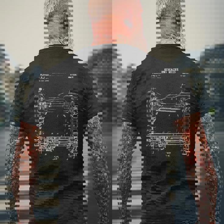 ヴィンテージミシンブループリントシャツ ニットキルティング メンズTシャツ バックプリント 高齢者への贈り物