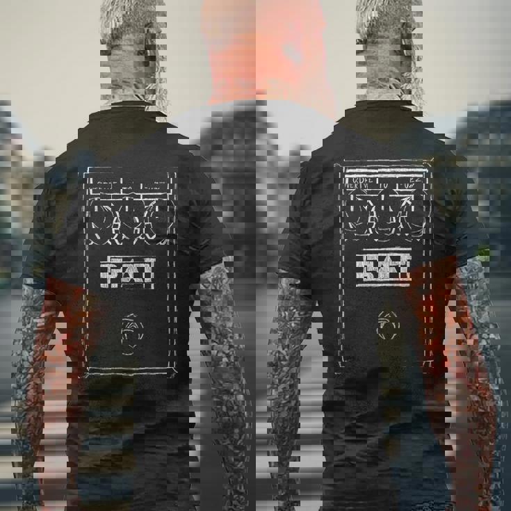 ヴィンテージミュージックラットディストーションペダル ベースギタースタイル メンズTシャツ バックプリント 高齢者への贈り物