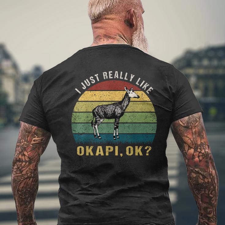 ヴィンテージレトロオカピ動物tシャツ I Just Really Like Okapi Ok メンズTシャツ バックプリント 高齢者への贈り物
