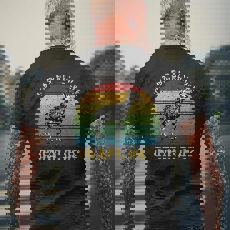 ヴィンテージレトロオカピ動物tシャツ I Just Really Like Okapi Ok メンズTシャツ バックプリント 高齢者への贈り物