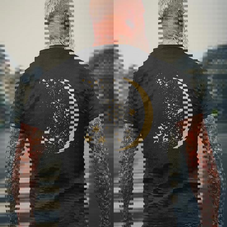 ヴィンテージ三日月と星宇宙アートイラストtシャツ メンズTシャツ バックプリント 高齢者への贈り物