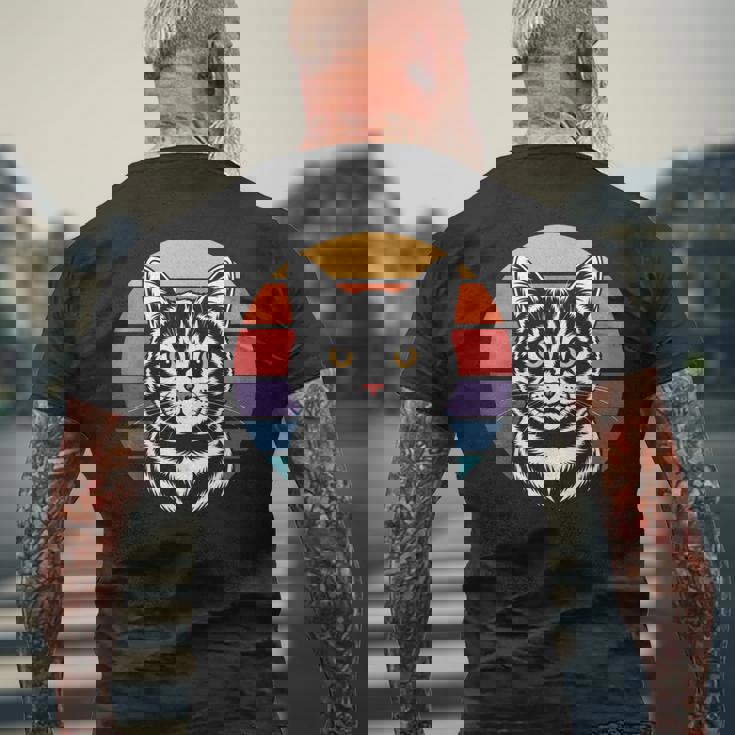 ヴィンテージ猫 メンズTシャツ バックプリント 高齢者への贈り物