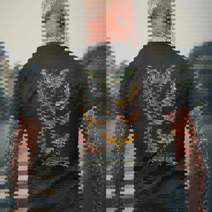 ヴィンテージ蛾 科学ギフト 昆虫 虫 イラスト メンズTシャツ バックプリント 高齢者への贈り物