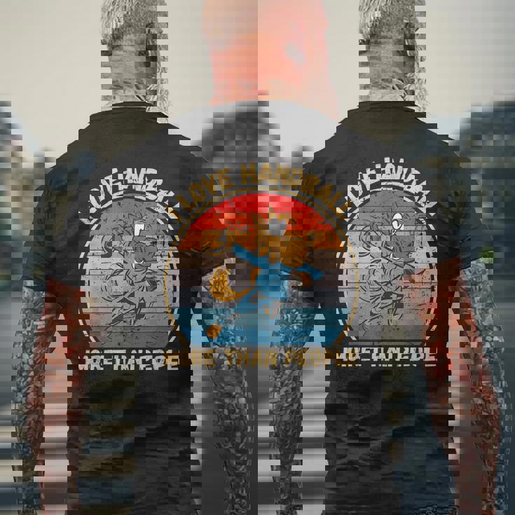 ヴィンテージ馬 I Love Handball More Than People メンズTシャツ バックプリント 高齢者への贈り物