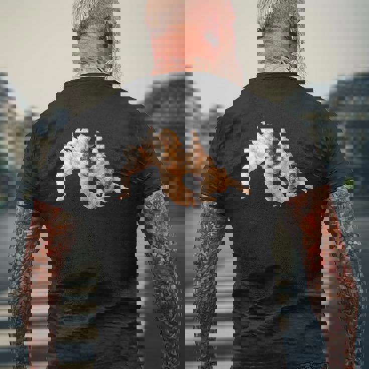 三つの天使 モチーフ、かわいいエンジェル、絵画アート メンズTシャツ バックプリント 高齢者への贈り物