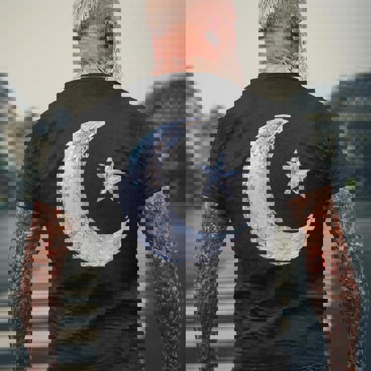 三日月と星 メンズTシャツ バックプリント 高齢者への贈り物