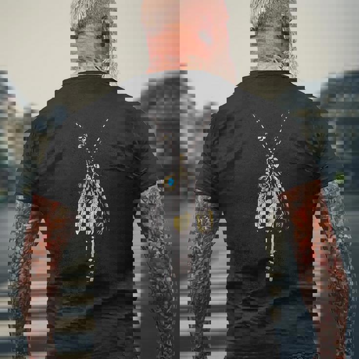 三連フェザー メンズTシャツ バックプリント 高齢者への贈り物