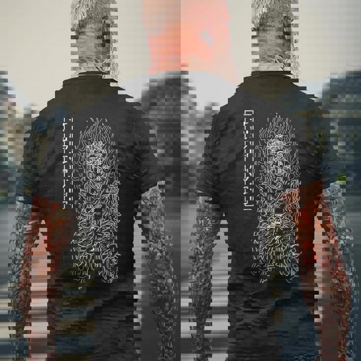 不動明王 不動尊 守護者 精神性 智慧 メンズTシャツ バックプリント 高齢者への贈り物