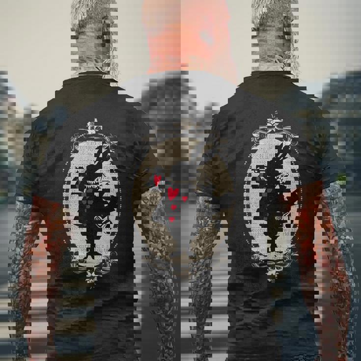 不思議の国のアリス ホワイトラビット ビンテージブック デザイン メンズTシャツ バックプリント 高齢者への贈り物