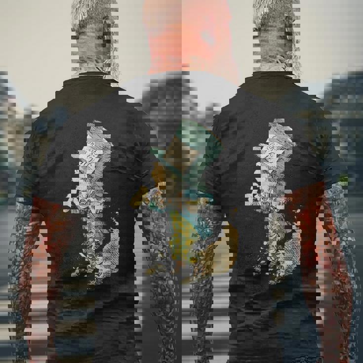 不思議の国のアリス マッドハッター ビンテージイラスト メンズTシャツ バックプリント 高齢者への贈り物