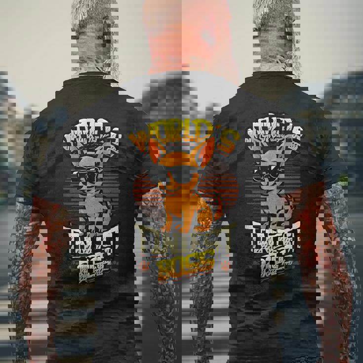 世界で最も小さなボス面白いチワワ メンズTシャツ バックプリント 高齢者への贈り物