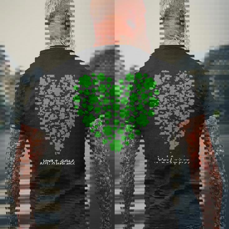 世界中の幸せを願う 可愛い ハート クローバー 反戦 平和 メンズTシャツ バックプリント 高齢者への贈り物