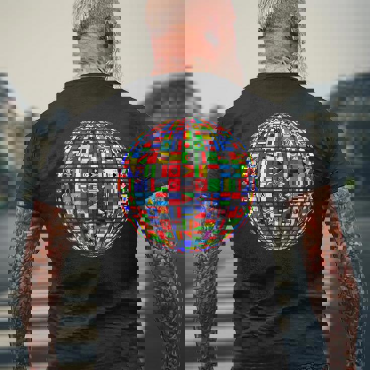 世界地図 世界地図 地球アトラス 世界の国旗 メンズTシャツ バックプリント 高齢者への贈り物