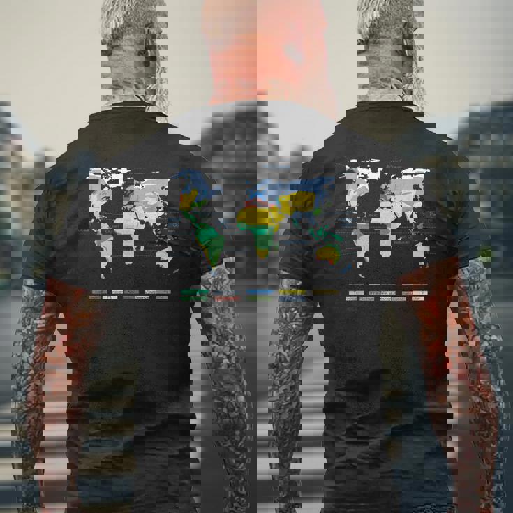 世界地図 気候帯 海名 英語語 メンズTシャツ バックプリント 高齢者への贈り物